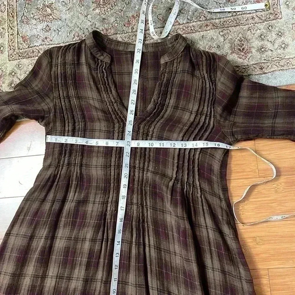 Sold Mercari CP Shades Regina Plaid Tunic Top Pin Tucks Roll Sleeves Size XS - Picture 6 of 7